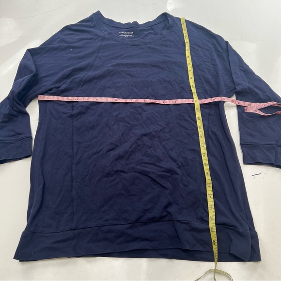 Eileen Fisher women’s petite navy blue ling sleeve shirt PS L107-7 - Picture 4 of 6